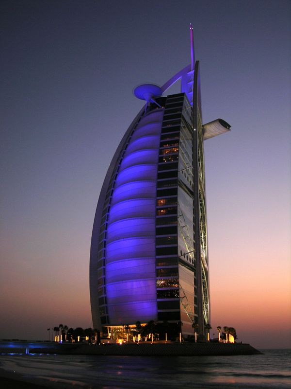 Dubai 07 Burj Al Arab 27 After Sunset From Jumeirah Beach Hotel